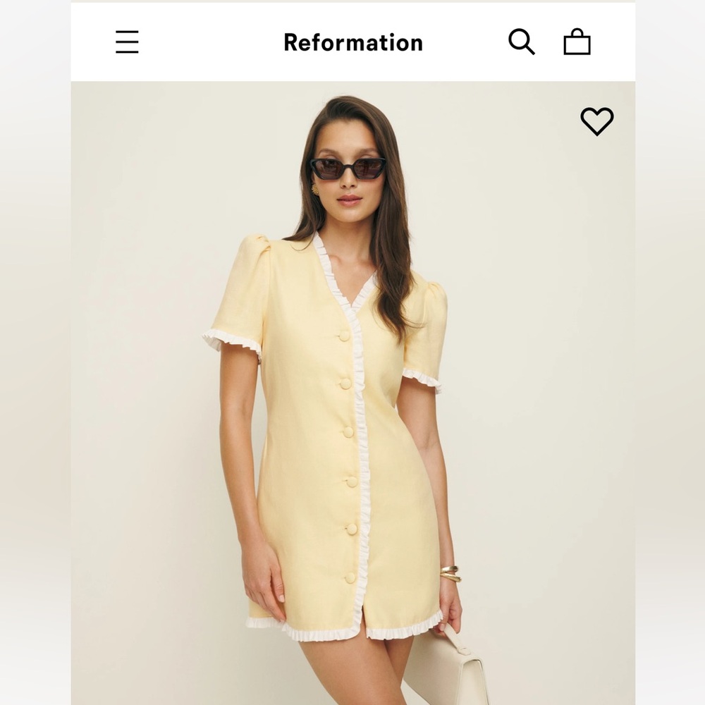 Reformation Breslyn Linen Dress Parmesan - Size XL
